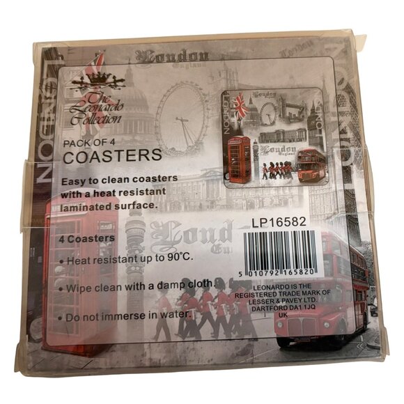 The Leonardo Collection London England Heat-Resistant Laminated Coasters 4 Pack - Picture 2 of 4